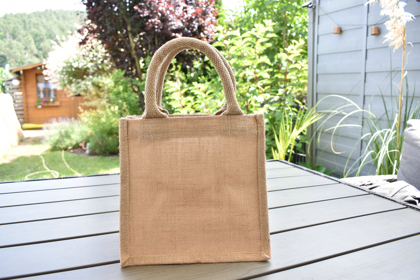 Personalisierbare Geschenktasche mit der Aufschrift "Danke", Naturell