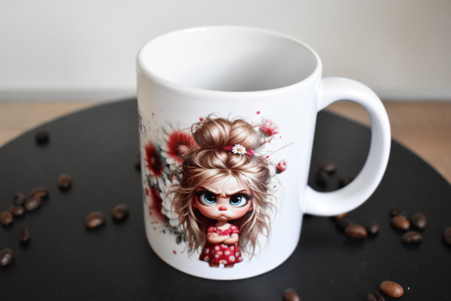 Tasse mit frechem Spruch – Ich guck nicht böse . Ich lächle nur nicht jeden Vollpfosten an!
