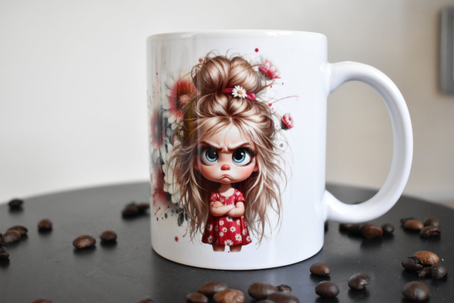 Tasse mit frechem Spruch – Ich guck nicht böse . Ich lächle nur nicht jeden Vollpfosten an!