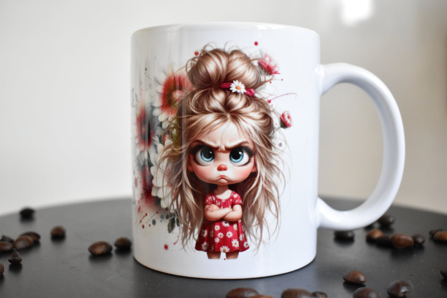 Tasse mit frechem Spruch – Ich guck nicht böse . Ich lächle nur nicht jeden Vollpfosten an!