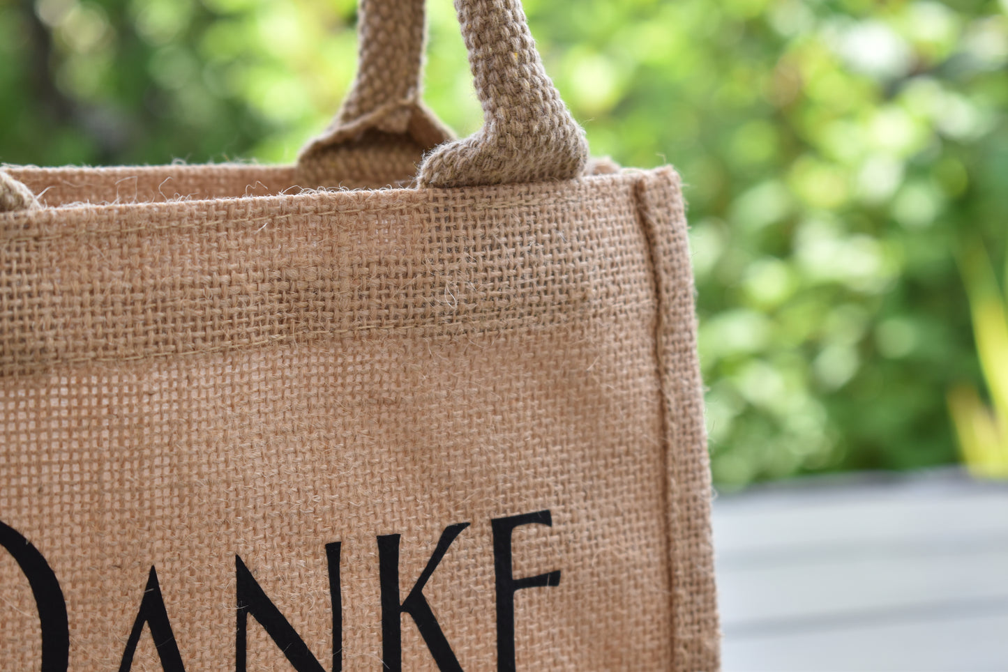 Personalisierbare Geschenktasche mit der Aufschrift "Danke", Naturell