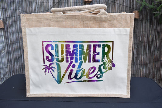 Tragetasche "Summer Vibes" – Sommer Tasche mit buntem Design