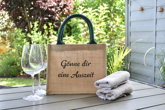 Personalisierbare Geschenktasche aus Jute „Gönne dir eine Auszeit“