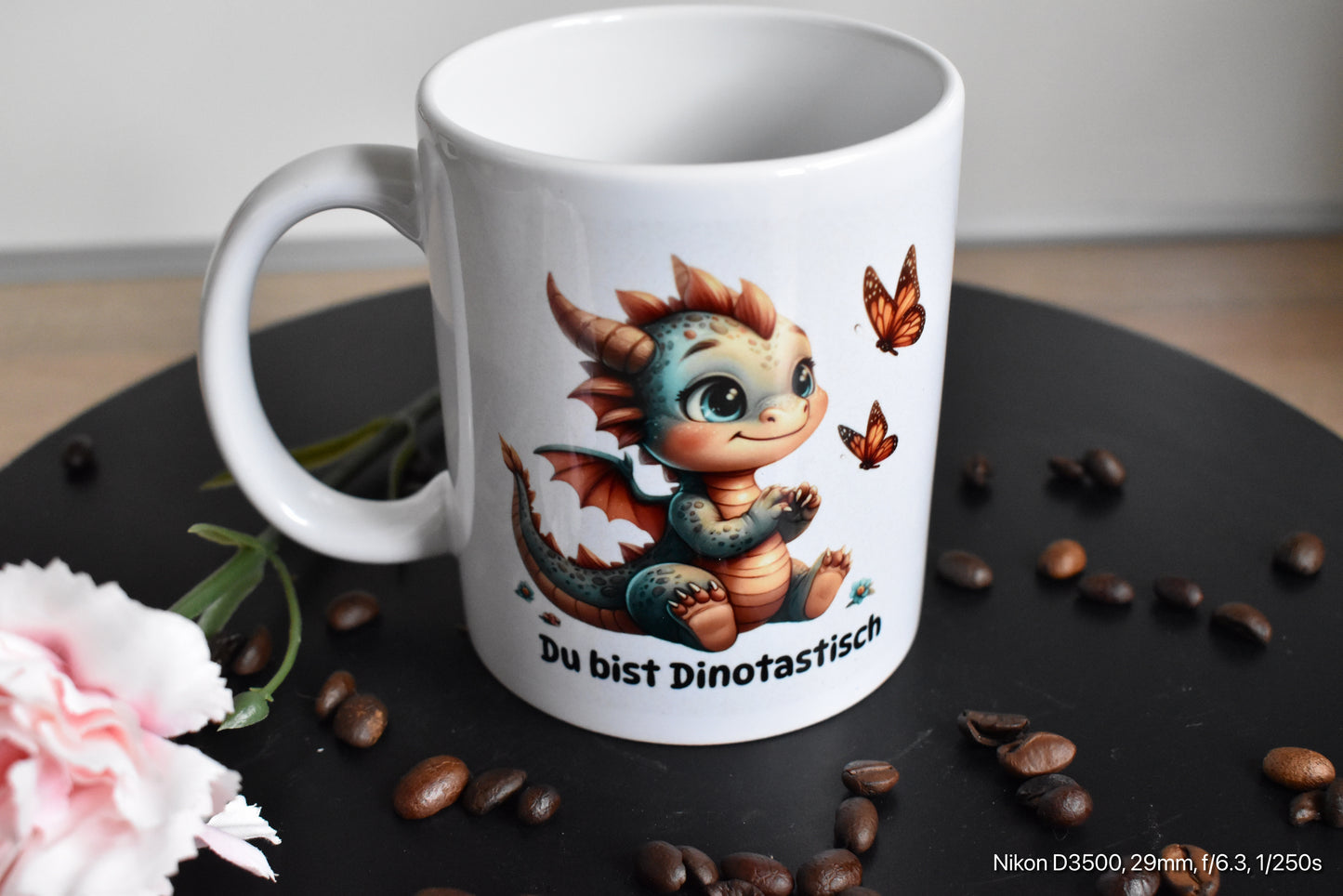 Keramik Tasse für Dinofans mit dem Spruch „Du bist Dinotastisch“