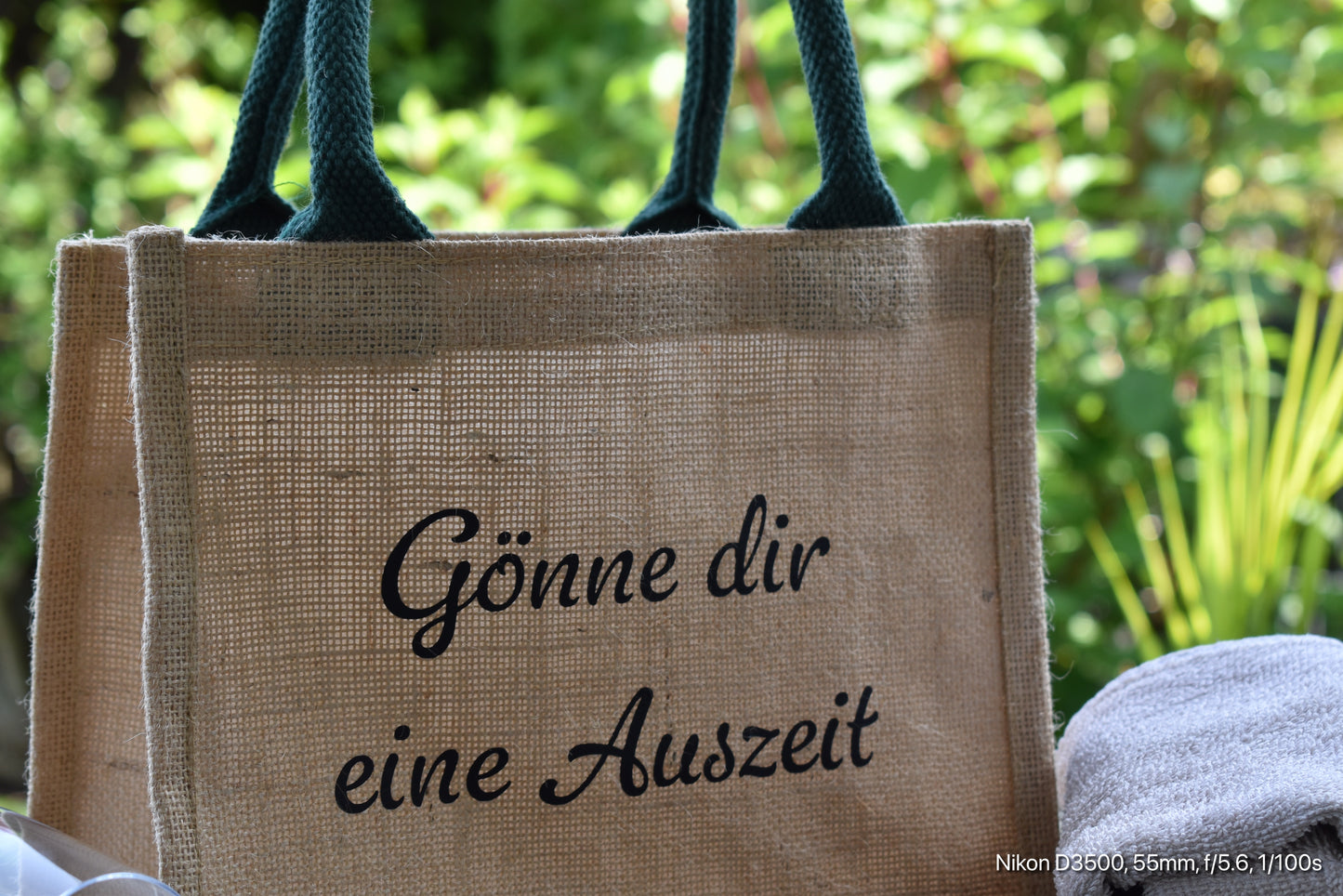 Personalisierbare Geschenktasche aus Jute „Gönne dir eine Auszeit“