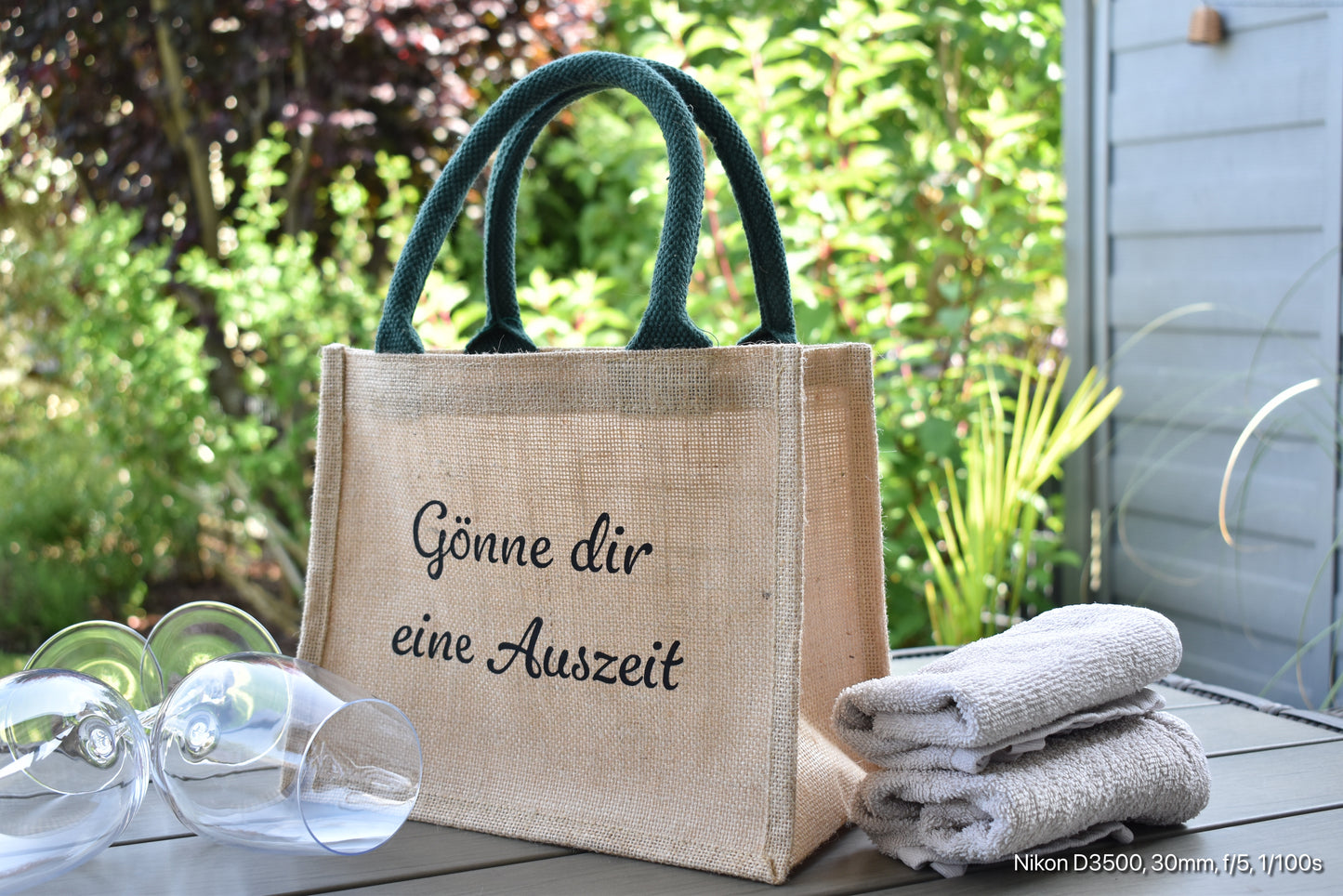 Personalisierbare Geschenktasche aus Jute „Gönne dir eine Auszeit“